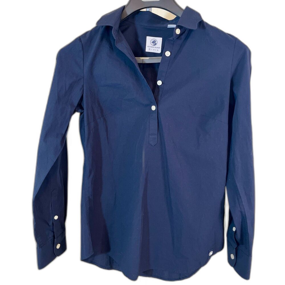 Southern Proper Brooks popover shirt XS navy blue 100% cotton